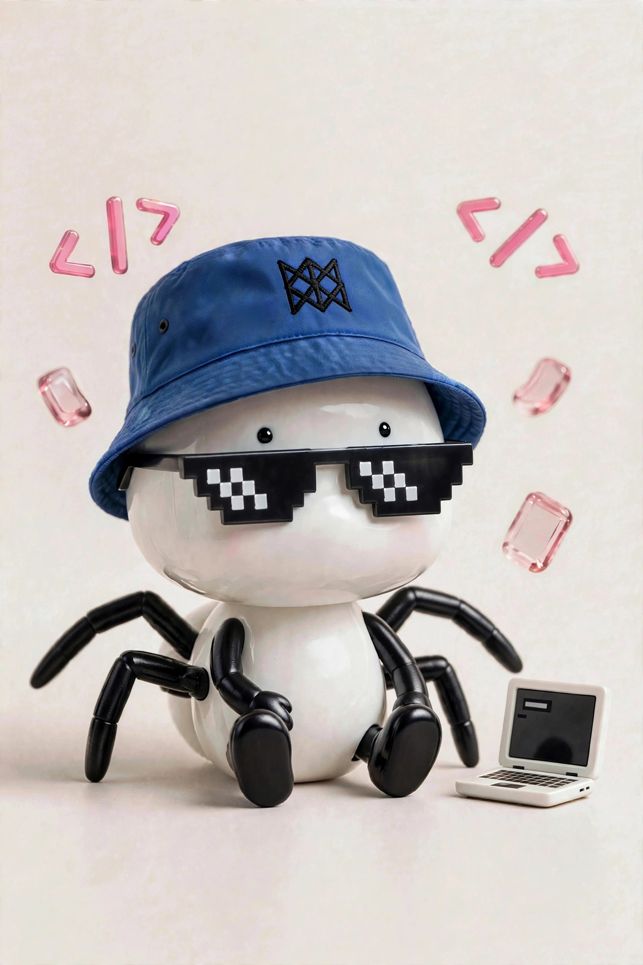 The Wyrd Hacker character, wearing a blue bucket hat